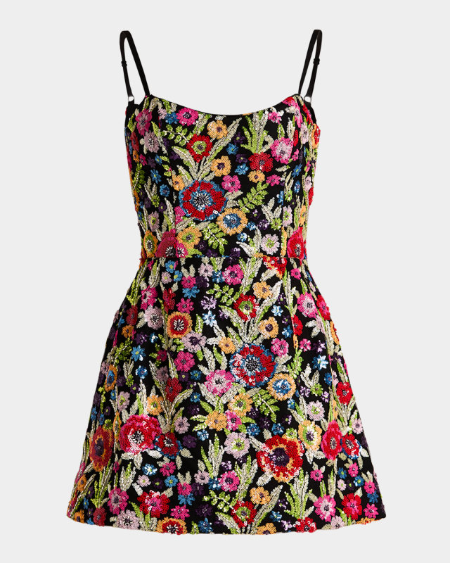 Exclusive Cora Floral Sequined Mini Dress